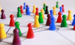 pawns from a game with lines connecting them