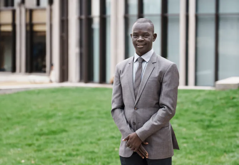 Nhial Tutlam’s early experiences of conflict, displacement and inequity motivate him to understand and find solutions for the challenges facing young people and families affected by conflict and poverty. (Photo credit: Zachary Linhares/Bursky Public Health)