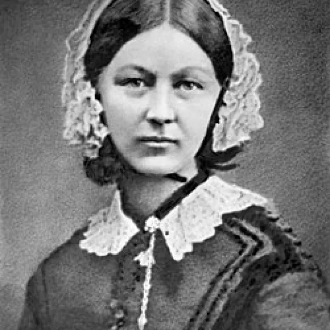 old black and white photo of Florence Nightingale