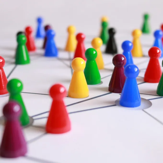 pawns from a game with lines connecting them