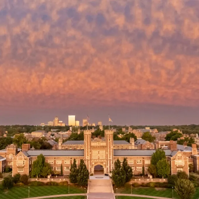The WashU Danforth Campus at dawn. (Photo: Whitney Curtis/WashU)