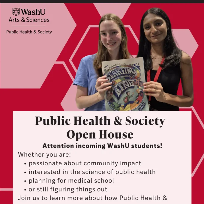 Public Health & Society Open House event flyer. Flyer text is included in event description.